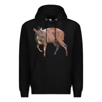 Black Red Brocket Buck Deer Premium Hoodie - LillyAllenDesigns