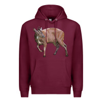 Burgundy Red Brocket Buck Deer Premium Hoodie - LillyAllenDesigns