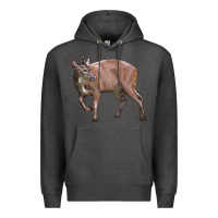 Charcoal Heather Red Brocket Buck Deer Premium Hoodie - LillyAllenDesigns