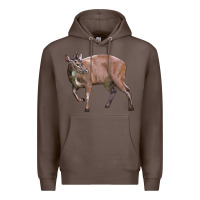 Coffee Red Brocket Buck Deer Premium Hoodie - LillyAllenDesigns