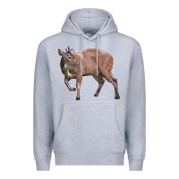 Heather Grey Red Brocket Buck Deer Premium Hoodie - LillyAllenDesigns
