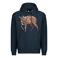 Navy Red Brocket Buck Deer Premium Hoodie - LillyAllenDesigns