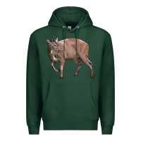 Sports Green Red Brocket Buck Deer Premium Hoodie - LillyAllenDesigns