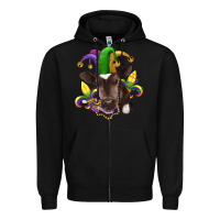Black mardi gras baby cow Zipper Hoodie - RanaPortraitStore