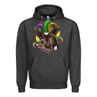 Charcoal Heather mardi gras baby cow Zipper Hoodie - RanaPortraitStore