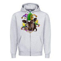 Heather Grey mardi gras baby cow Zipper Hoodie - RanaPortraitStore
