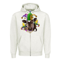 Oatmeal Heather mardi gras baby cow Zipper Hoodie - RanaPortraitStore