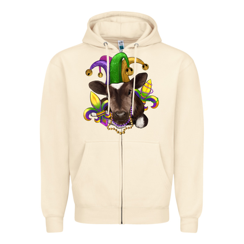 Mardi Gras Baby Cow Zipper Hoodie by RanaPortraitStore | Teevron