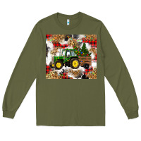 Army Green christmas farm tractor Long Sleeve Tee - RanaPortraitStore