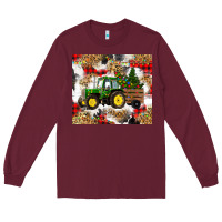 Burgundy christmas farm tractor Long Sleeve Tee - RanaPortraitStore