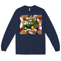 Navy christmas farm tractor Long Sleeve Tee - RanaPortraitStore