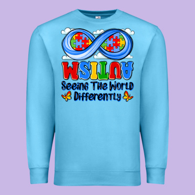Autism Infinity Seeing The World Differently Premium Sweatshirt Designed By Jahusdesignshop
