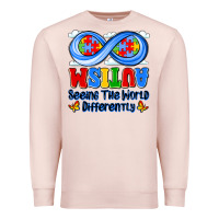 Pale Pink autism infinity seeing the world differently Premium Sweatshirt - JahusDesignShop