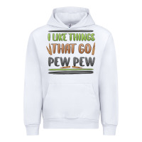 White i like things that go pew pew Urban Hoodie - MaliasSmallBusiness