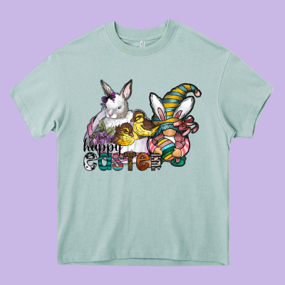 Happy Easter Heavy Core Tee Designed By Cowhidedigitalart