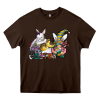 Chocolate Brown Happy Easter Heavy Core Tee - CowhideDigitalArt