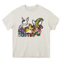Cream Happy Easter Heavy Core Tee - CowhideDigitalArt