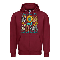 Burgundy i have two titles mom and nana and i rock them bot Zipper Hoodie - Zillion Design Studio