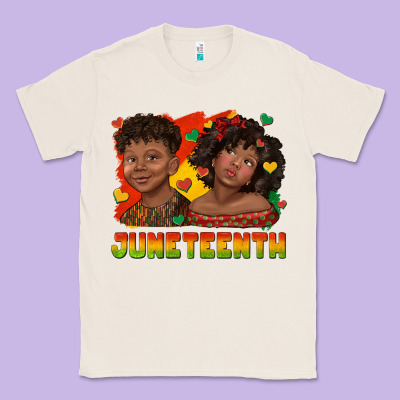 Classic Tee juneteenth with afro black kids