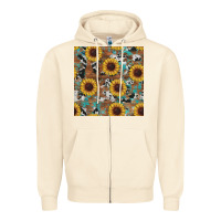 Sandshell western sunflowers turquoise cowhide seamless background Zipper Hoodie - RanaPortraitStore