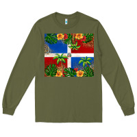 Army Green dominican republic Long Sleeve Tee - RanaPortraitStore