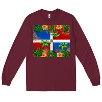 Burgundy dominican republic Long Sleeve Tee - RanaPortraitStore
