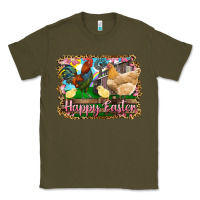 Army Green happy easter rooster chicken and chick Classic Tee - RanaPortraitStore