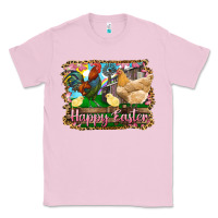 Bubblegum Pink happy easter rooster chicken and chick Classic Tee - RanaPortraitStore