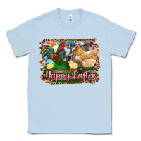 Dusty Blue happy easter rooster chicken and chick Classic Tee - RanaPortraitStore