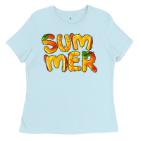 Baby Blue summer mango Ladies Tee - BarkalooDesign