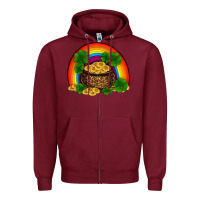 Burgundy st patricks shamrock gold leopard rainbow Zipper Hoodie - RanaPortraitStore
