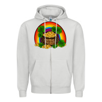 Dove Grey st patricks shamrock gold leopard rainbow Zipper Hoodie - RanaPortraitStore