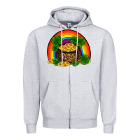 Heather Grey st patricks shamrock gold leopard rainbow Zipper Hoodie - RanaPortraitStore