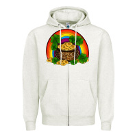 Oatmeal Heather st patricks shamrock gold leopard rainbow Zipper Hoodie - RanaPortraitStore