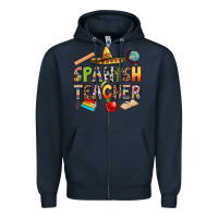 Navy spanish teacher Zipper Hoodie - texasbilliewilder