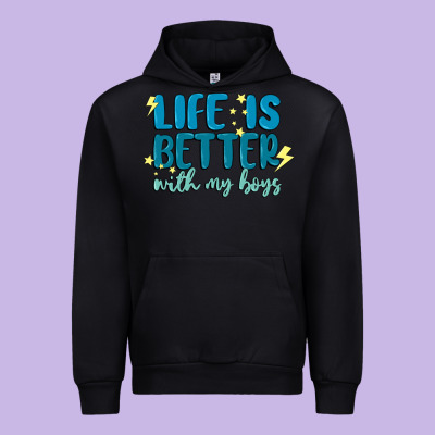 Life Is Better With My Boys Urban Hoodie Designed By Maliassmallbusiness