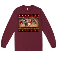 Burgundy hohoho christmas cows Long Sleeve Tee - RanaPortraitStore