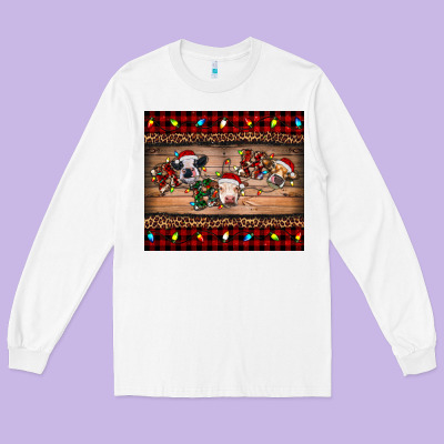 Long Sleeve Tee hohoho christmas cows