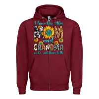Burgundy i have two titles mom and grandma and i rock them Zipper Hoodie - Zillion Design Studio