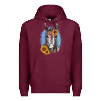 Burgundy Sunflower Donkey Premium Hoodie - RanaPortraitStore