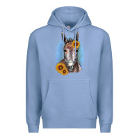 Colony Blue Sunflower Donkey Premium Hoodie - RanaPortraitStore