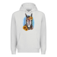 Dove Grey Sunflower Donkey Premium Hoodie - RanaPortraitStore