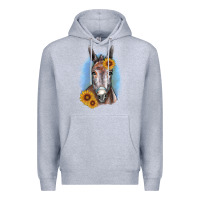 Heather Grey Sunflower Donkey Premium Hoodie - RanaPortraitStore
