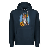 Navy Sunflower Donkey Premium Hoodie - RanaPortraitStore