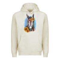 Oatmeal Heather Sunflower Donkey Premium Hoodie - RanaPortraitStore