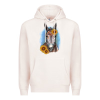 Pale Pink Sunflower Donkey Premium Hoodie - RanaPortraitStore