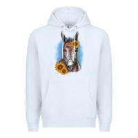 White Sunflower Donkey Premium Hoodie - RanaPortraitStore