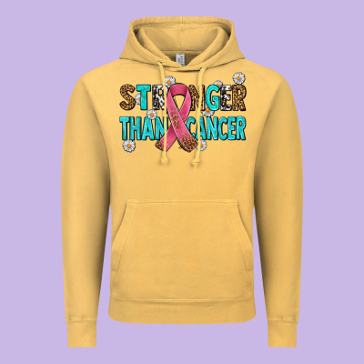 Stronger Than Cancer With Cancer Ribbon Vintage Hoodie Designed By Adodesignshop
