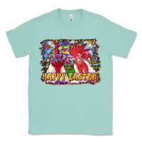 Seafoam Happy Easter Roosters Classic Tee - RanaPortraitStore