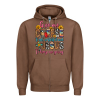 Chestnut give me coffee to get me started and jesus to keep Zipper Hoodie - Zillion Design Studio